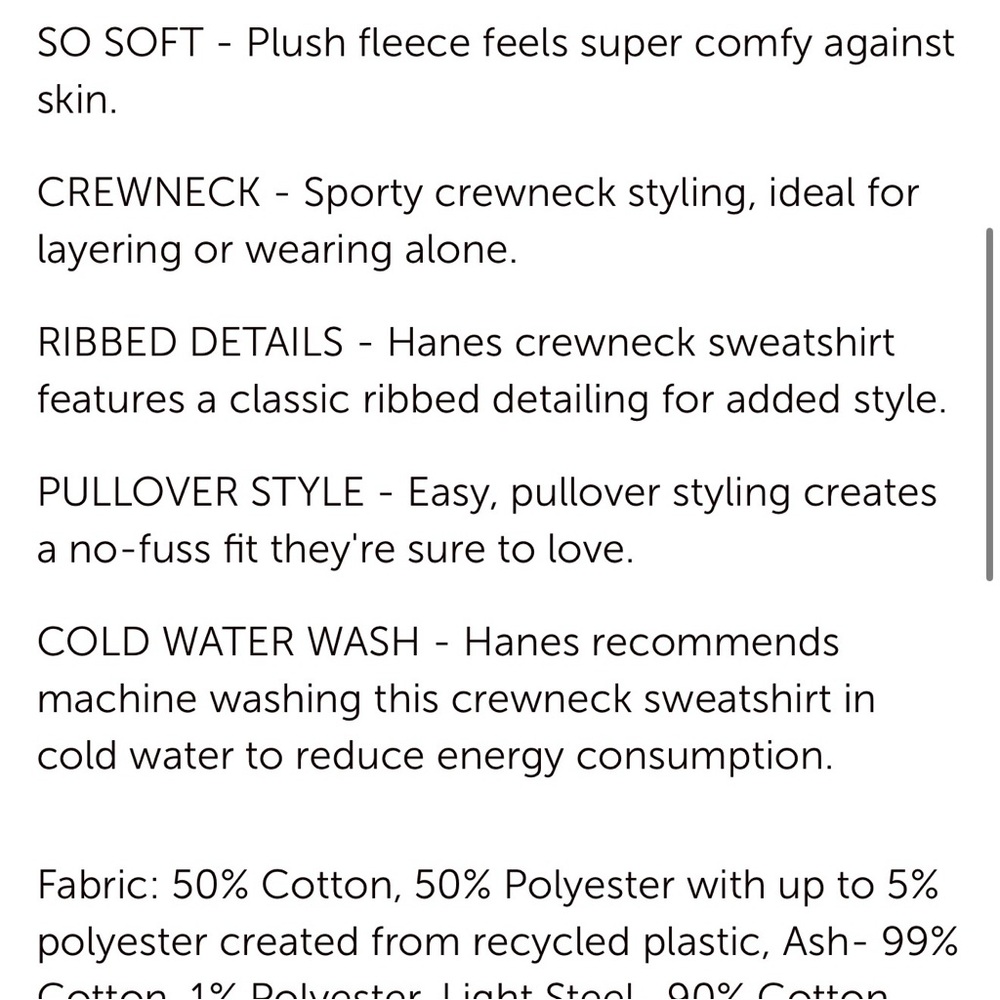 Hanes EcoSmart Kids' Crewneck Sweatshirt Red w/Appliqué YM (10-12) - Picture 16 of 16
